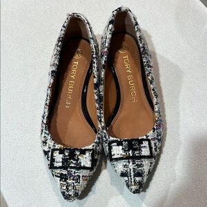 Tory Burch Preowned Gigi Tweed Pointed-Toe Flats